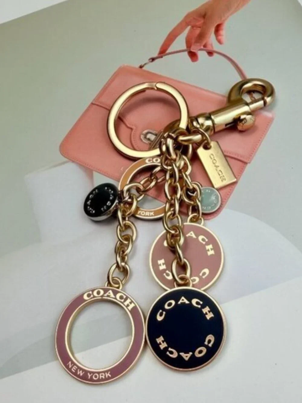 NWT Coach Circle Cluster Bag Charm in Gold and Multi-Color Enamel